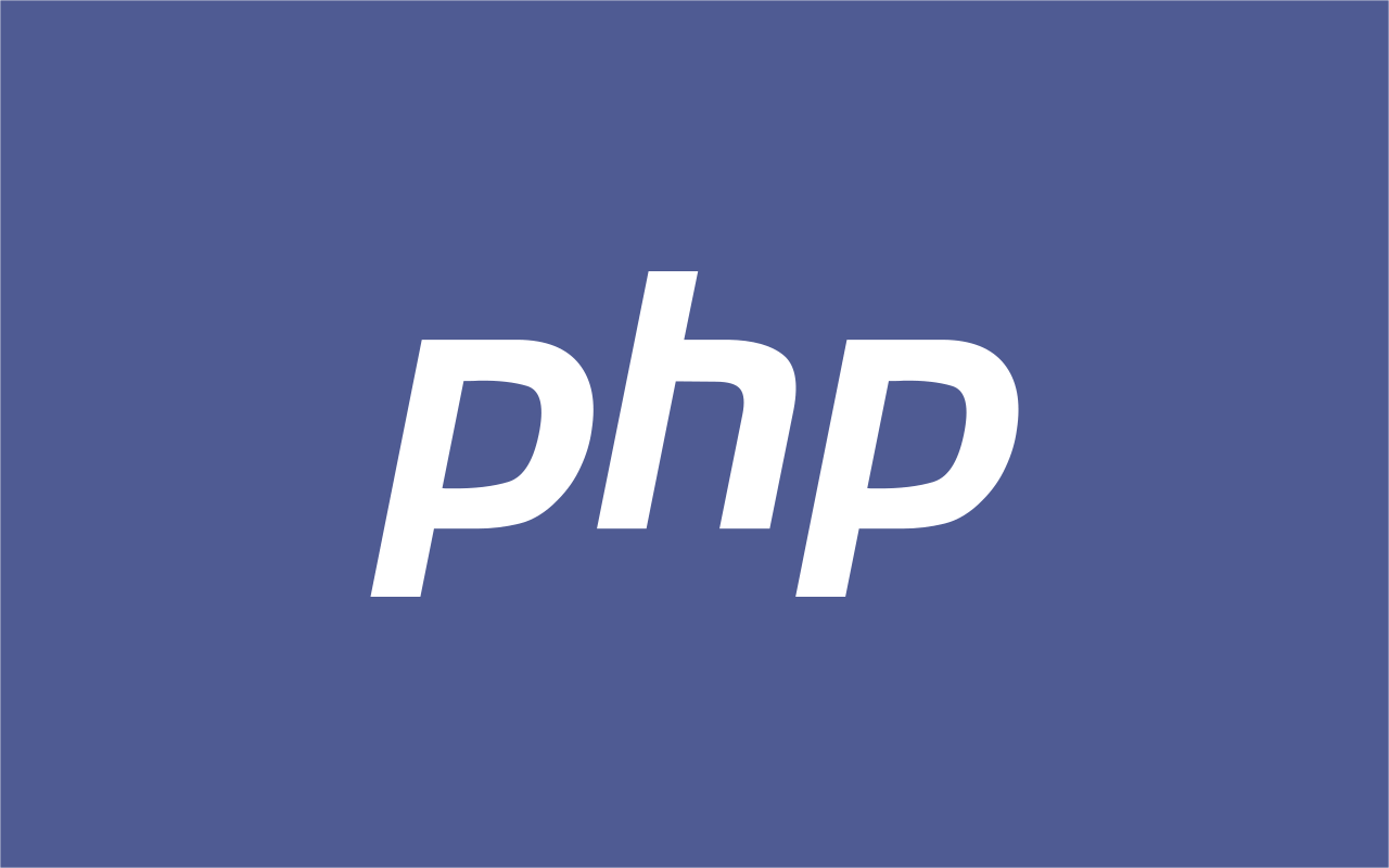 青紫の背景に白いPHPロゴ。出典：PHP公式サイト。